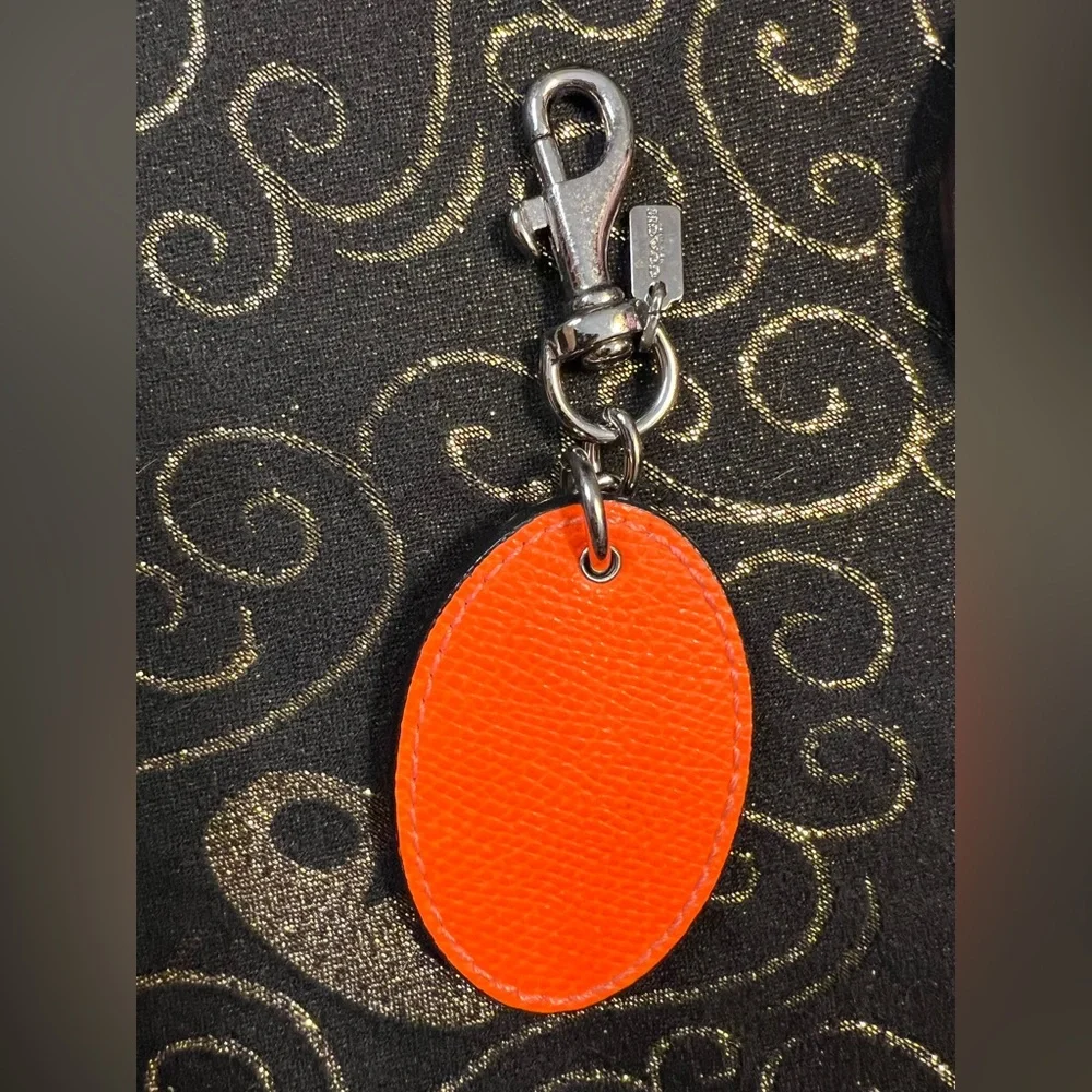Coach Orange or White Leather Keychains Bag Charms (1) pc choice of one
